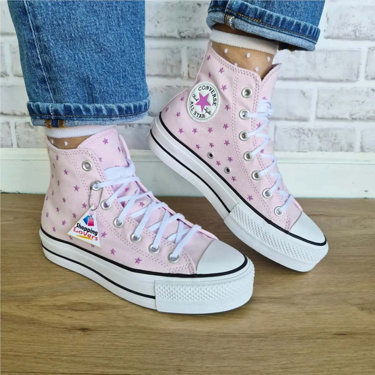 ⭐converse Ctas Lift Hi Embroidered Stars Sz 8 Womens Shoes Sneakers Pink A17791C by Converse