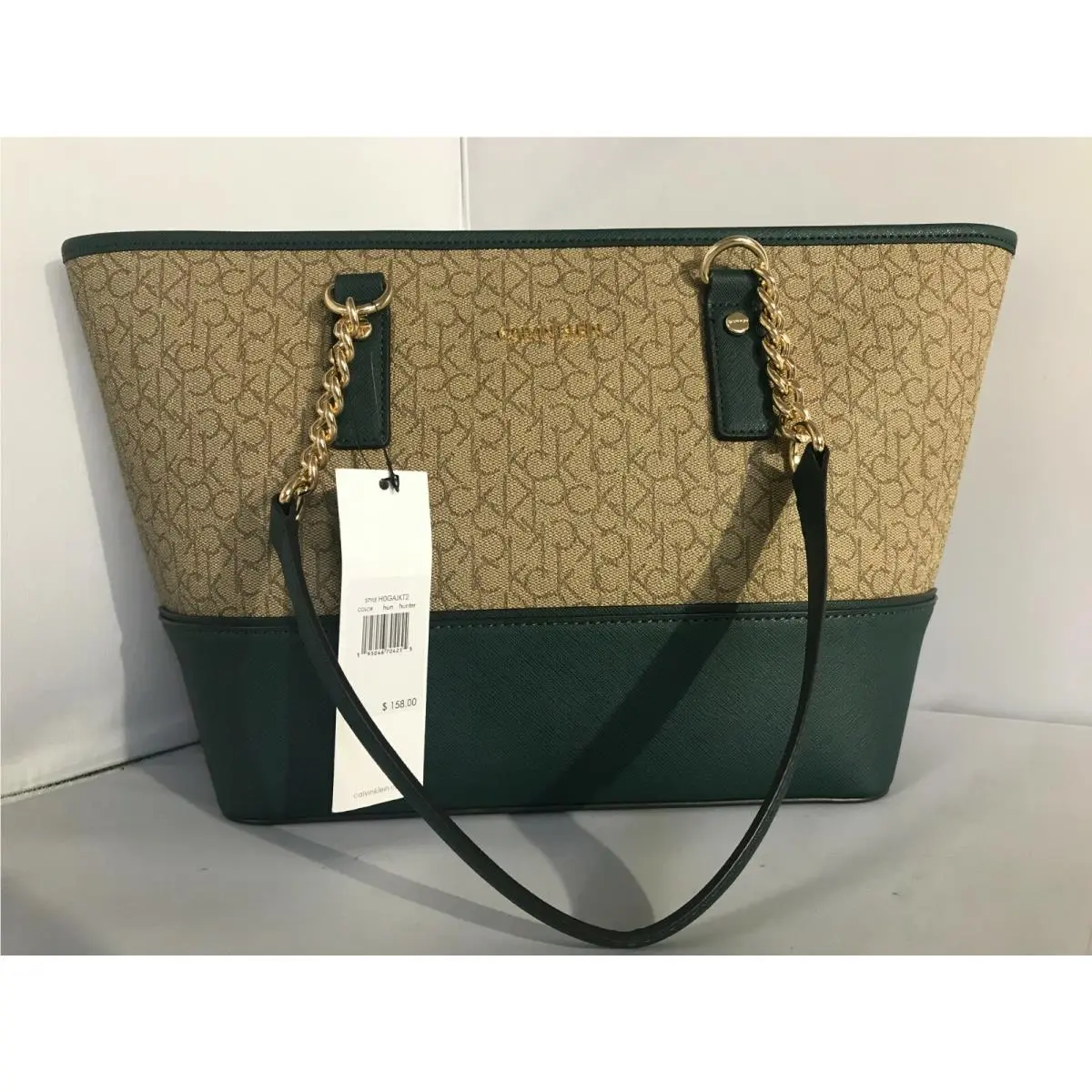 Women`s Tote Bag Green Brown Khaki by Calvin Klein