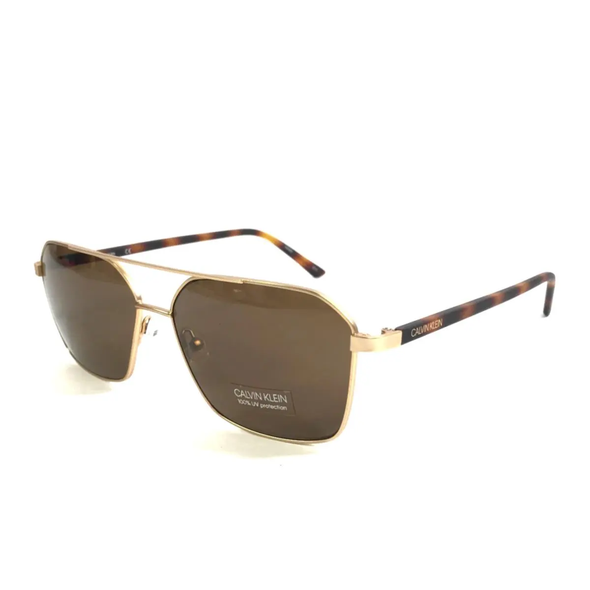 Sunglasses CK20300S 717 Gold Tortoise Frames with Dark Brown Lenses by Calvin Klein