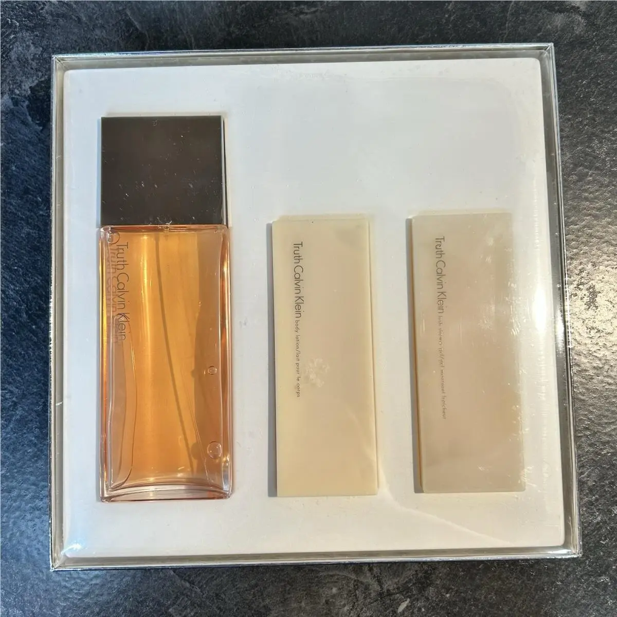 Vtg  Cosmetics Truth 3 Pc Gift Set 3.4 Oz Edp Lotion Shower Gel by Calvin Klein