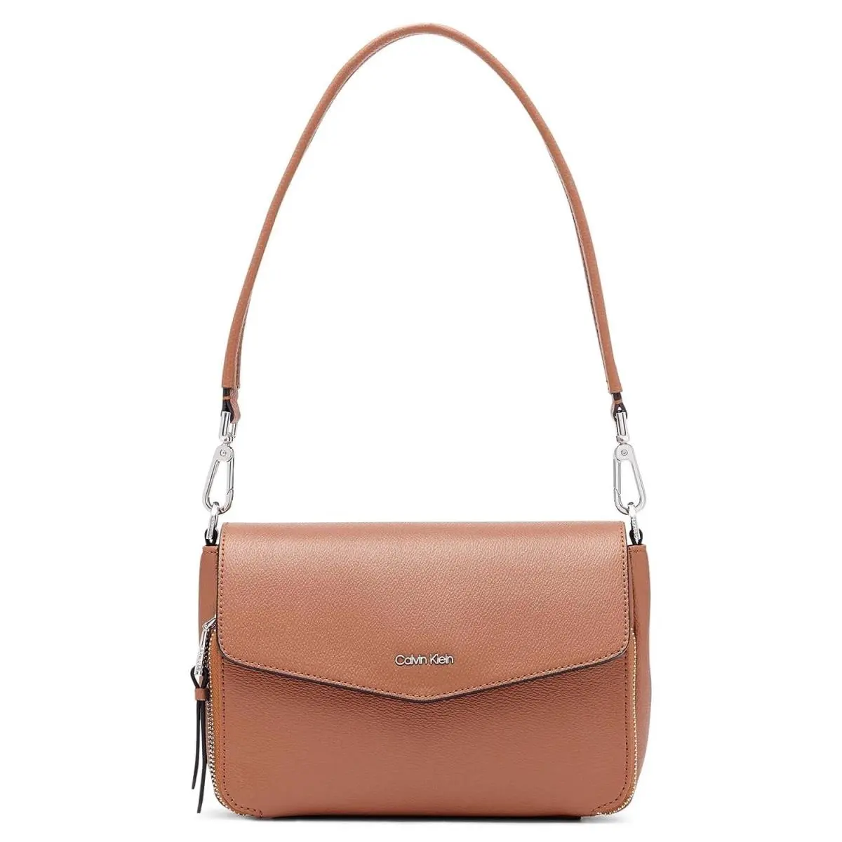 Calvin Klein Ava Saffiano Demi Shoulder Bag One Size Caramel Textured - caramel textured