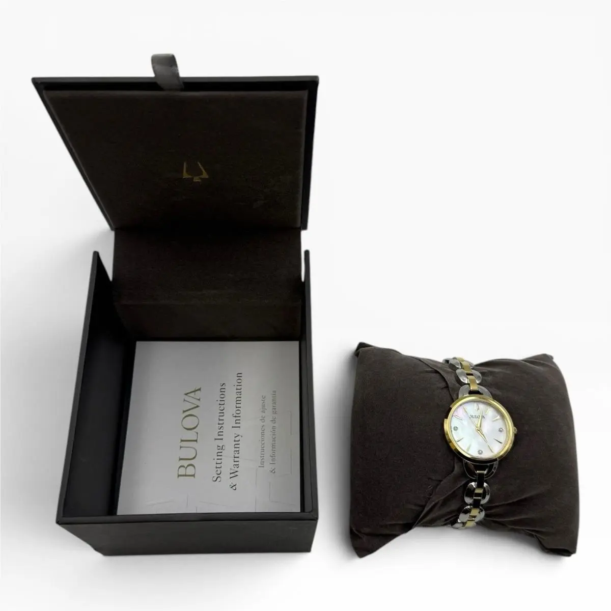 98P212 Classic Diamond Mother of Pearl Dial Two-tone Ladies Watch by Bulova