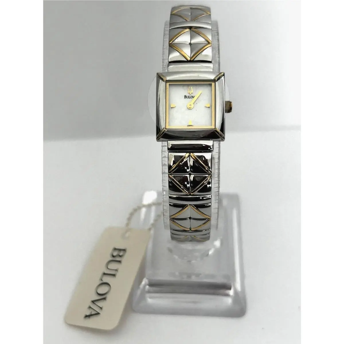 Women Watch Stainless Steel Two Tone Square Dial Mother of Pearl 98T71 by Bulova