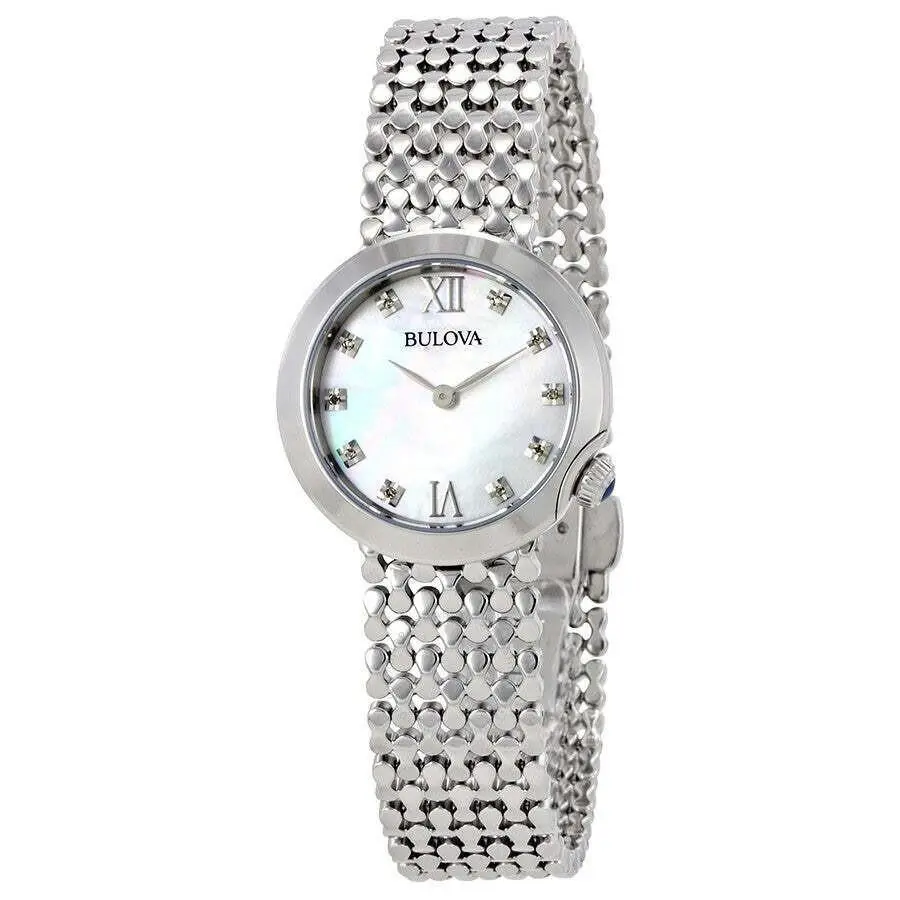Diamond Women Watch Stainless Steel Mother of Pearl Dial 96P163 by Bulova