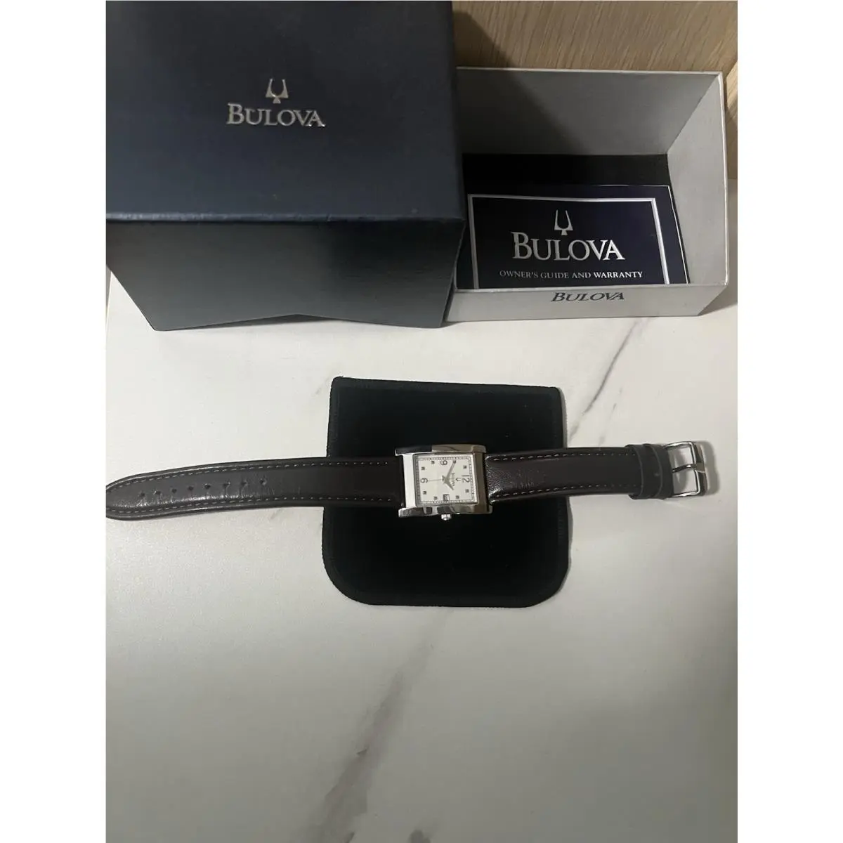 Quartz Watch Silver Tone Brown Leather Band Water Resistant A6 C867805 by Bulova