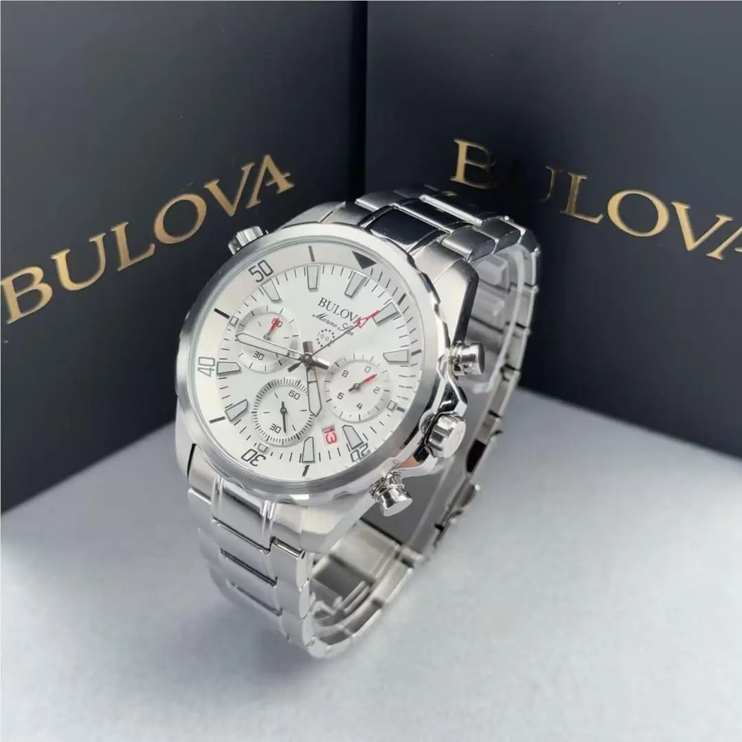 Marine Star Series B 96B255 White Dial Men`s Quartz Watch 43mm by Bulova