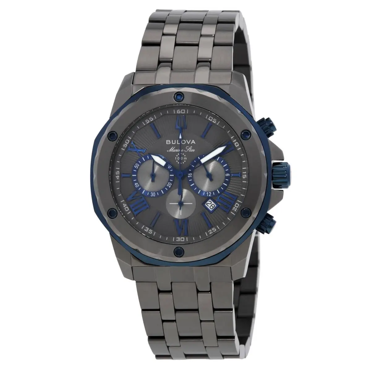 Bulova Marine Star Series A Chronograph Quartz Men`s Watch 98B411 - Dial: Gray, Band: Gray IP, Bezel: Gray IP