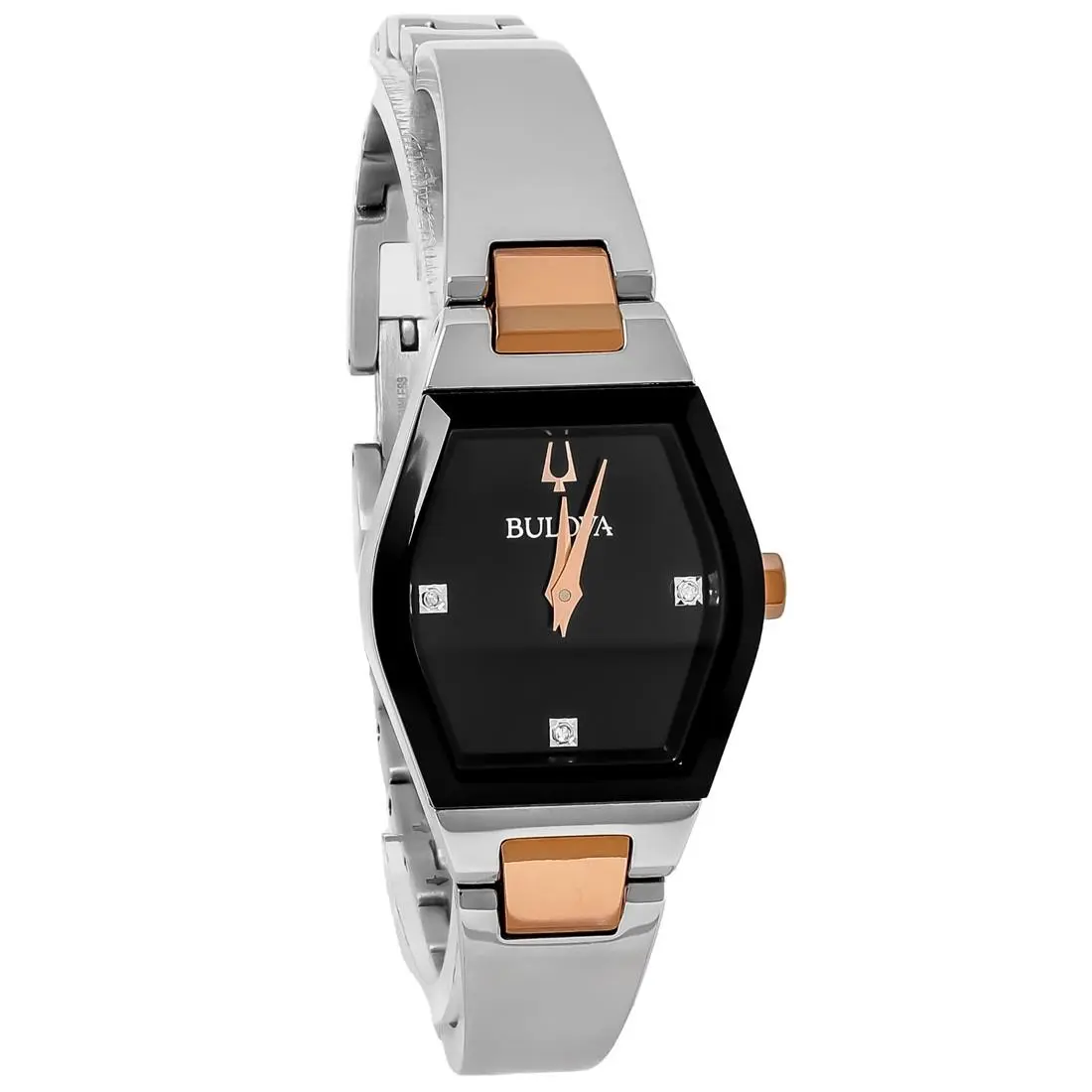 Bulova Gemini Women`s Bangle Two-tone Stainless Diamond Quartz Watch - 98P216