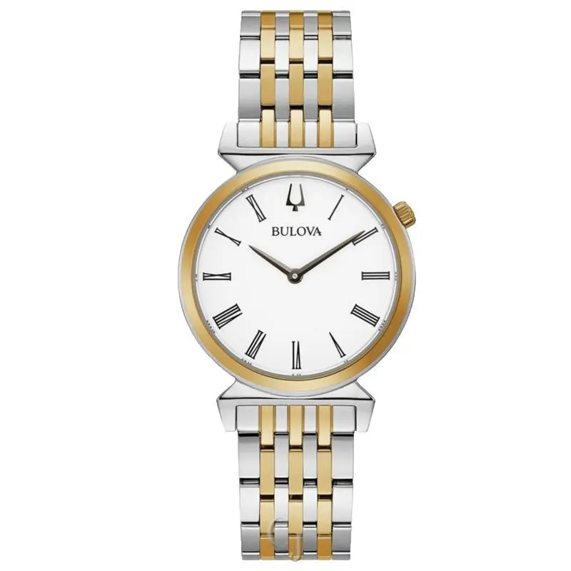 Bulova Regatta 98L264 White Dial Gold Silver Bracelet 30MM Womens Watch - Dial: White, Band: Gold, Silver, Bezel: Gold