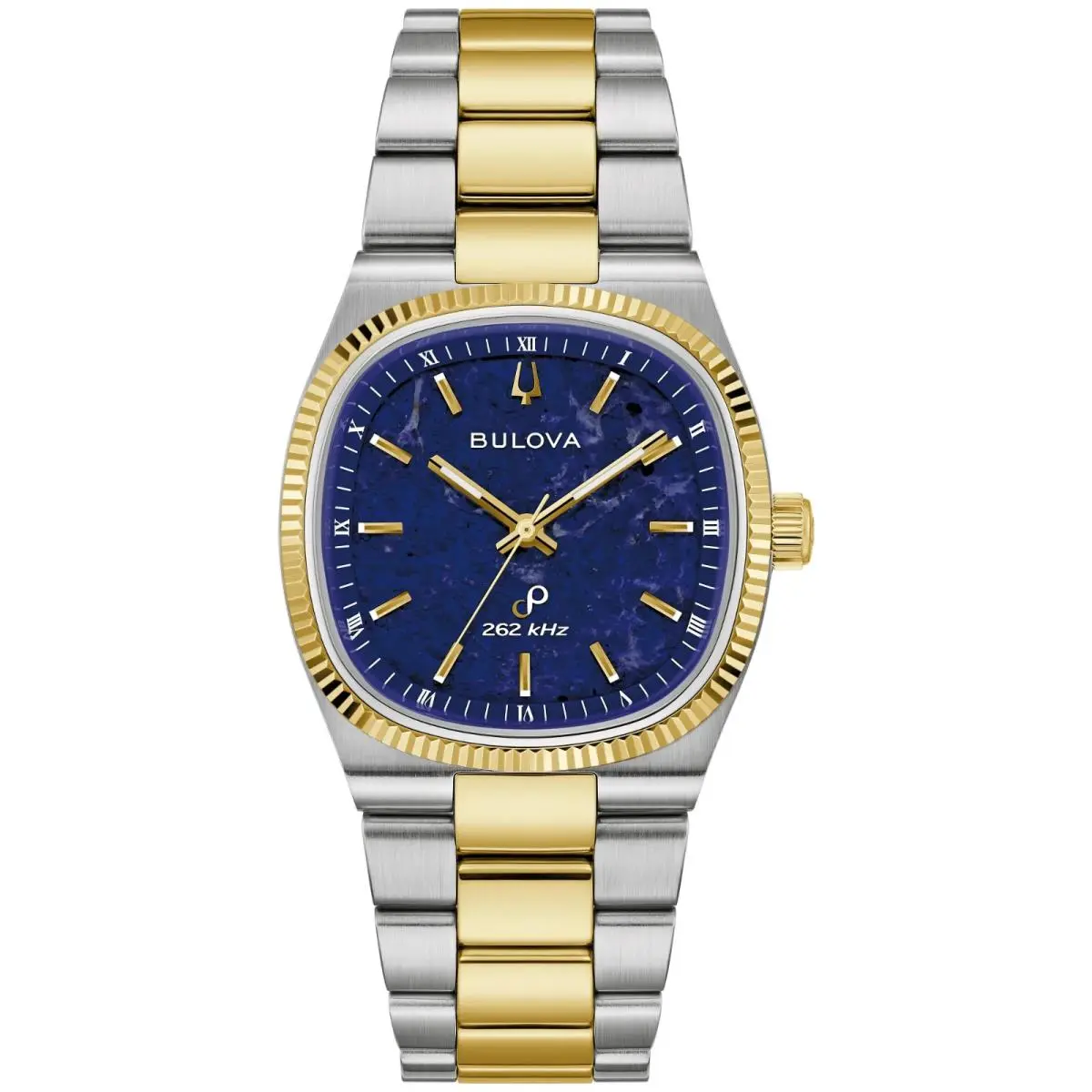 Bulova Super Seville Quartz Blue Dial Stainless Women`s Watch 98A337 - Dial: Blue, Band: Two-tone, Bezel: Gold