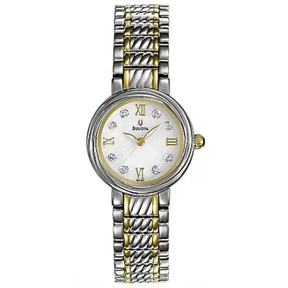 Women`s Watch Stainless Steel Two Tone Mother of Pearl Dial 98P102 by Bulova