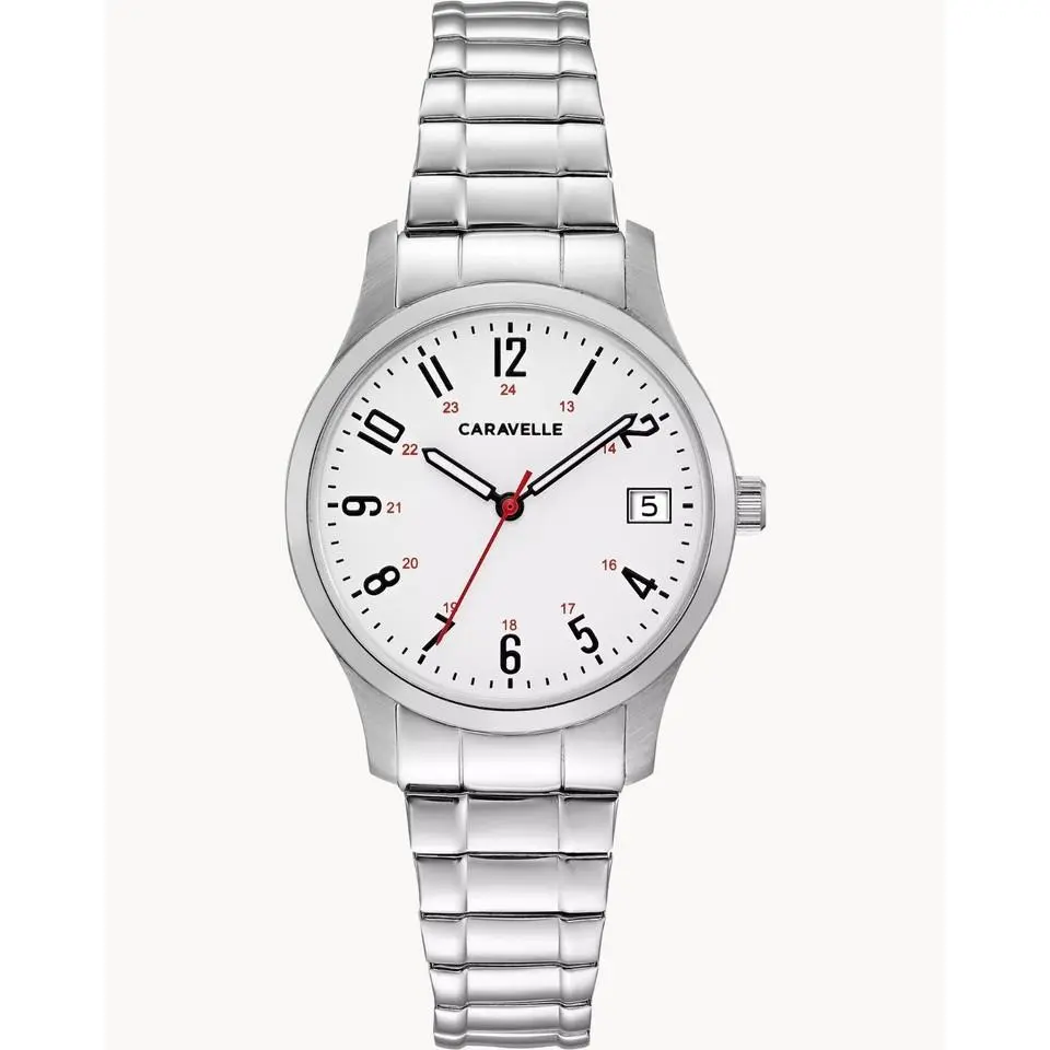 Caravelle  Womens Traditional Quartz Calendar Silver Watch 30 MM 43M119 by Bulova