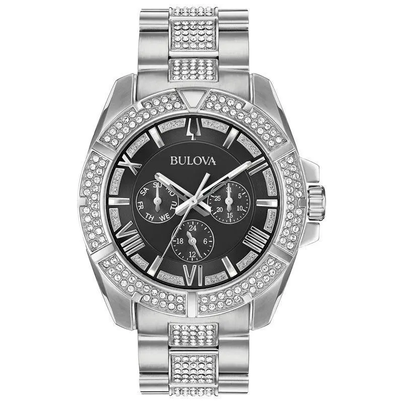 Bulova 96C126 Men`s Phantom Silver Tone Multi-function Crystal Accented Watch