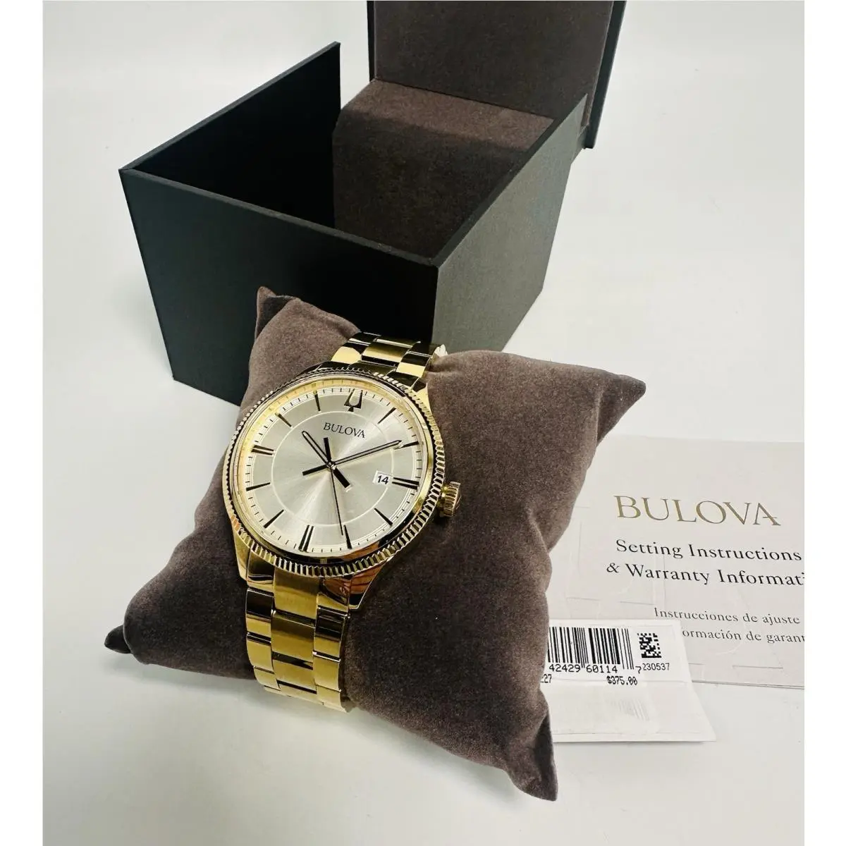 Bulova Men`s Watch 97B227 Quartz Gold Dial Gold Stainless Steel 42mm w/ Tag