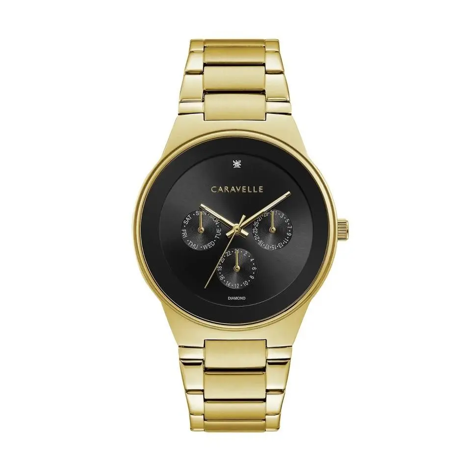 Caravelle by Bulova Men`s Quartz Diamond Black Dial Watch 44D102