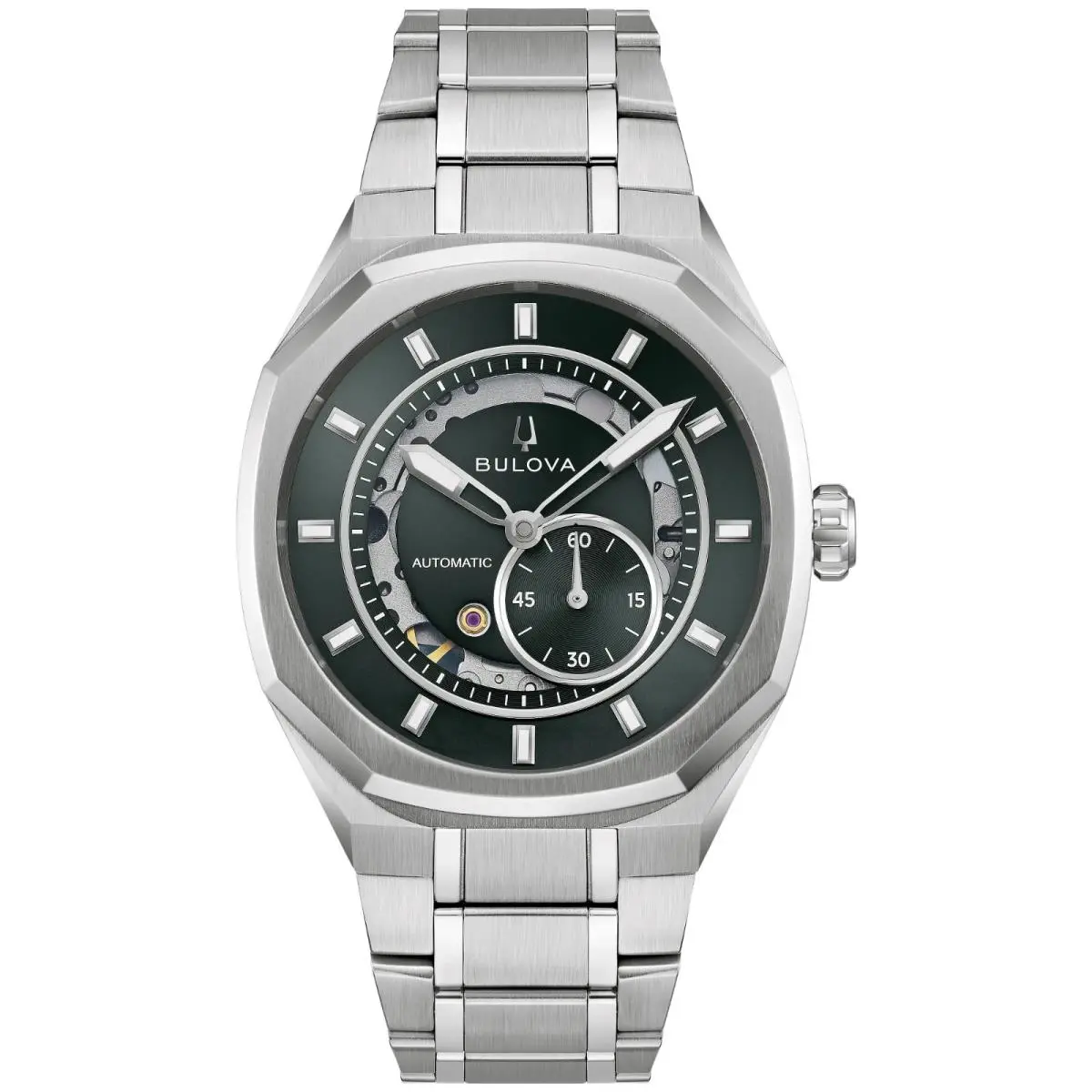 Bulova Surveyor Marc Anthony Green Dial Stainless Men`s Watch 96A346