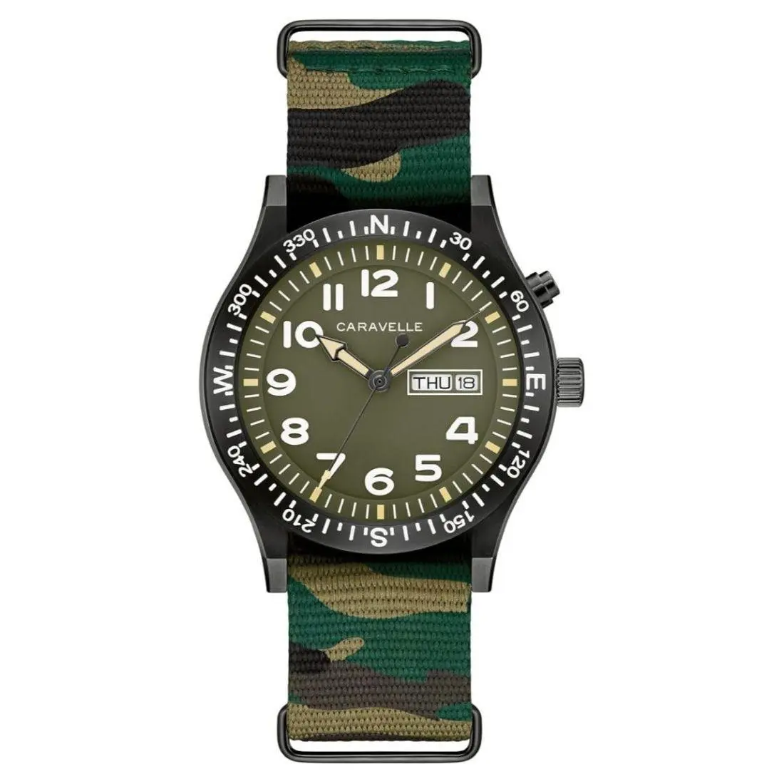 Caravelle by Bulova Light up Men`s Green Dial Quartz Watch 45C121 - Face: Green, Dial: Green, Band: Green