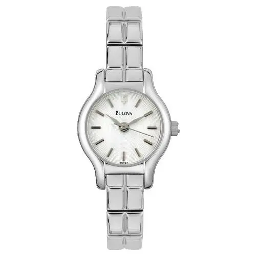 Women`s Watch Stainless Steel Round White Dial Analog 96T07 by Bulova