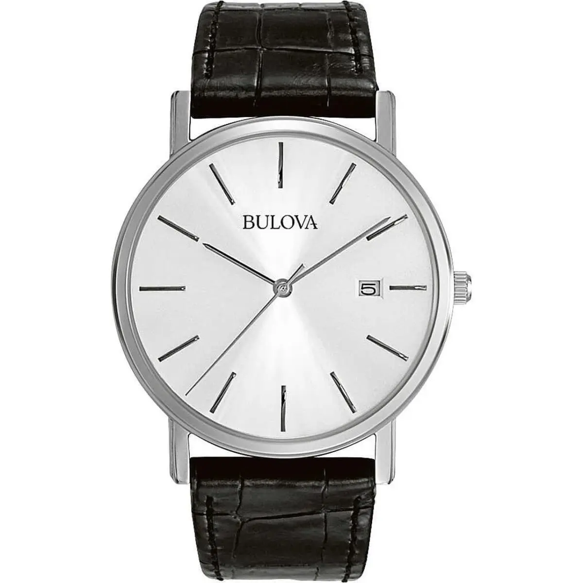 Classic Men`s 3-Hand Quartz Watch with Calendar Leather Strap 37mm 96B104 by Bulova