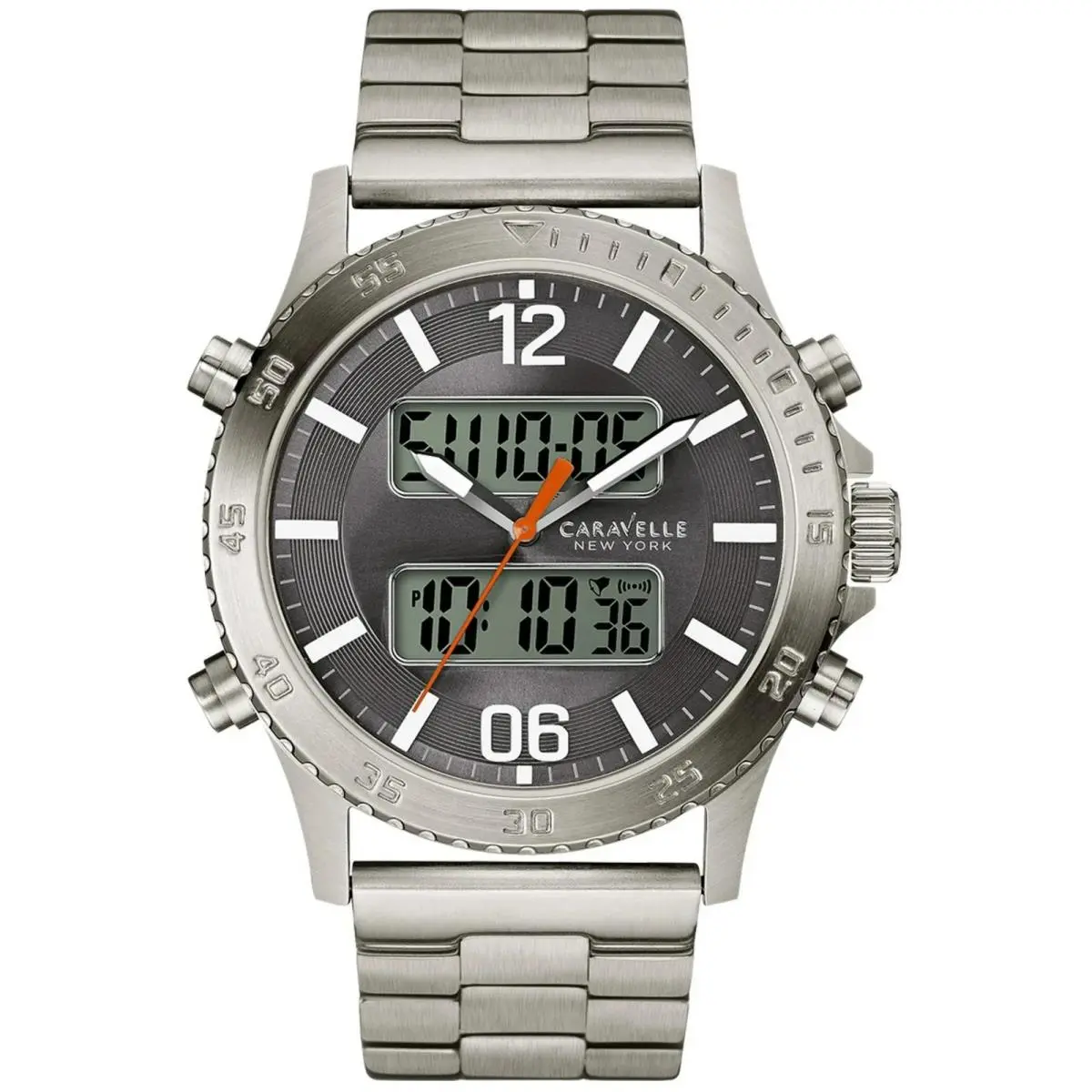 Caravelle York by Bulova Men`s Stainless and Bracelet Grey Silver 43B141
