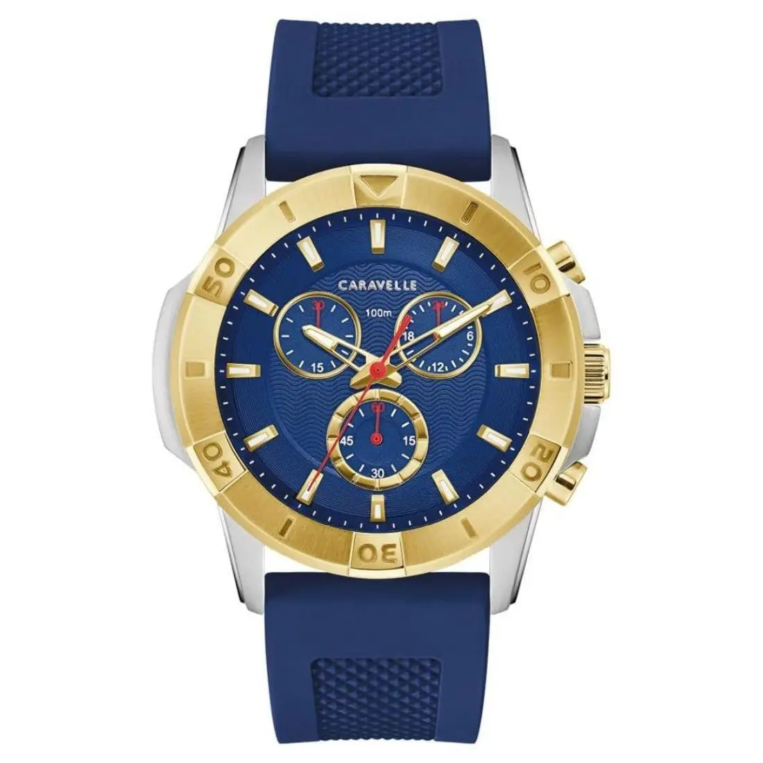 Caravelle by Bulova Aqualuxx Men`s Chronograph Blue Dial Quartz Watch 45B161 - Face: Blue, Dial: Blue, Band: Blue