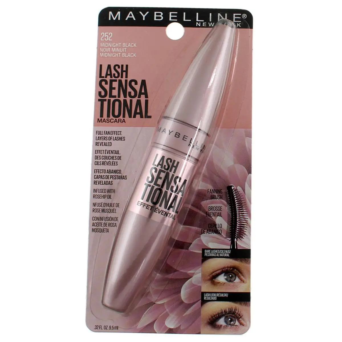 6 Pack Maybelline York Lash Sensational Mascara Midnight Black 0.32 fl oz