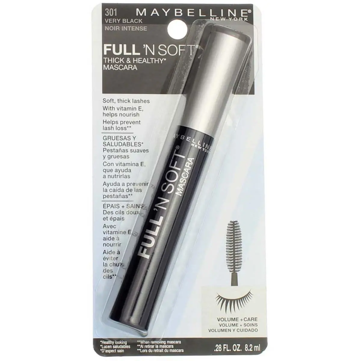 5 Pack Maybelline Full `N Soft Washable Mascara Very Black 301 0.28 fl oz