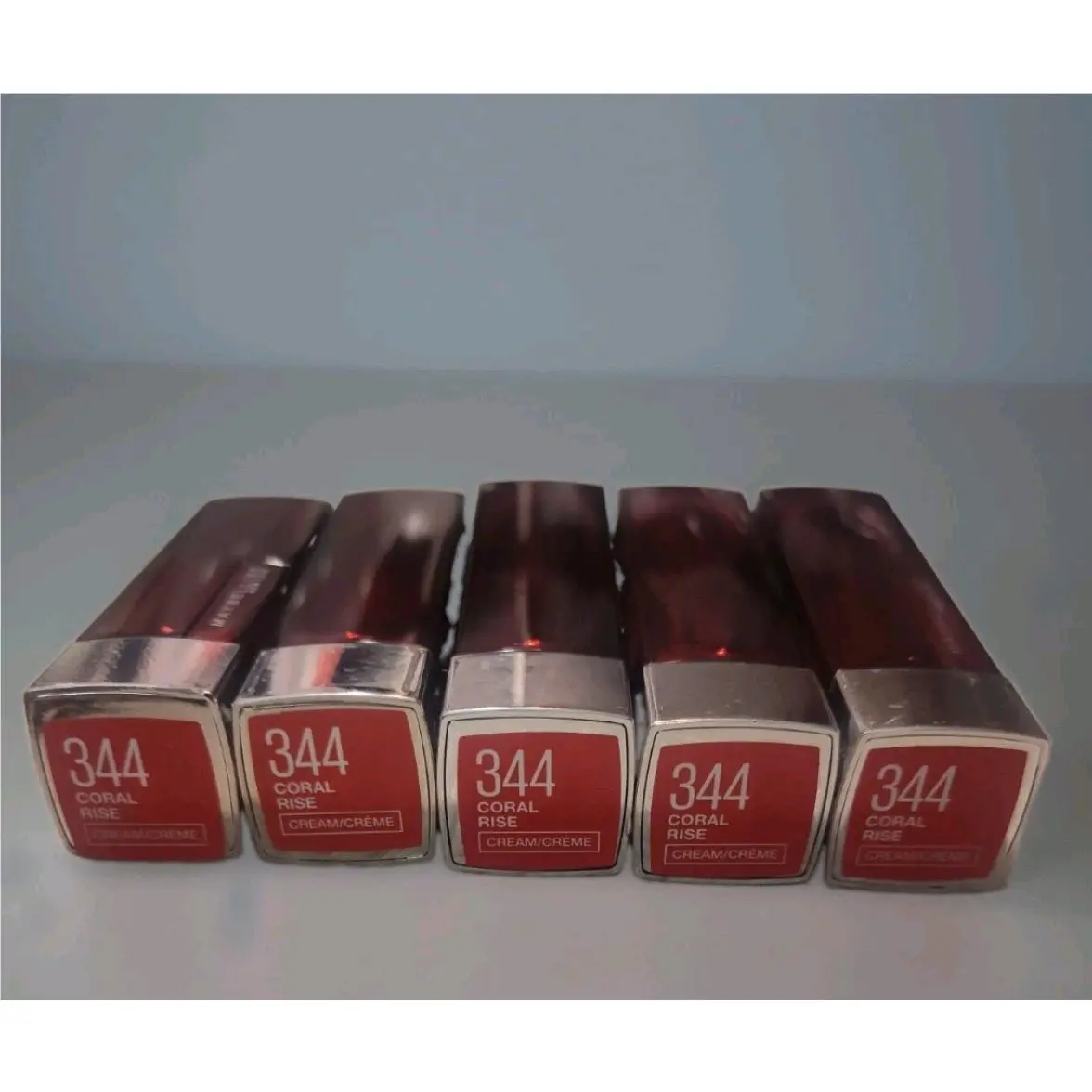 5 Pack Maybelline New York Lipstick Shade 344 Coral Rise Cream .15 Oz. Each New