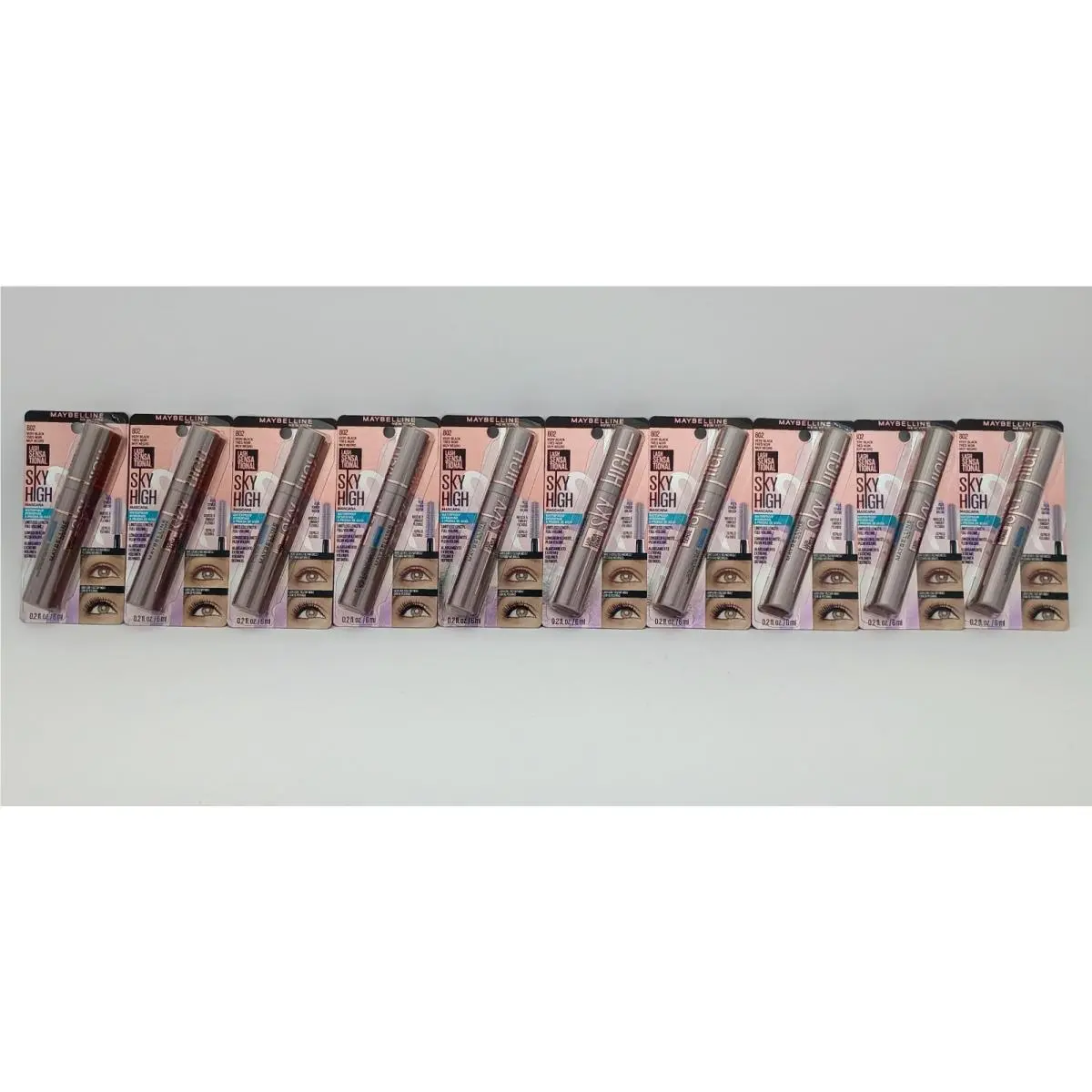 10 Pack Maybelline New York Lash Sensational Sky High Mascara Very Black 802