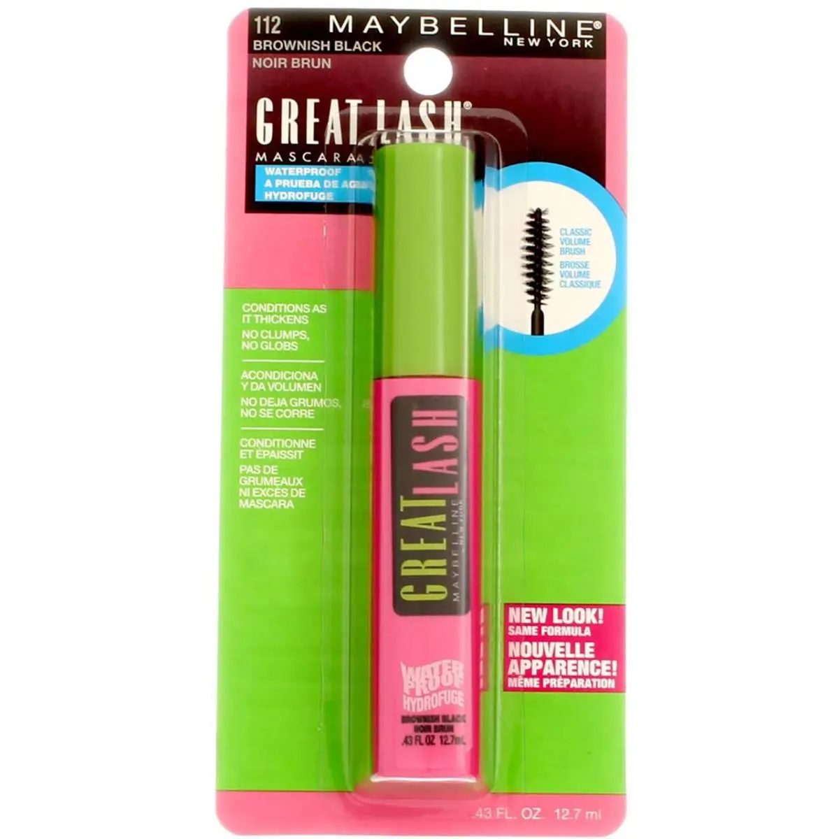 6 Pack Maybelline Great Lash Waterproof Mascara Brownish Black 112 0.43 fl oz