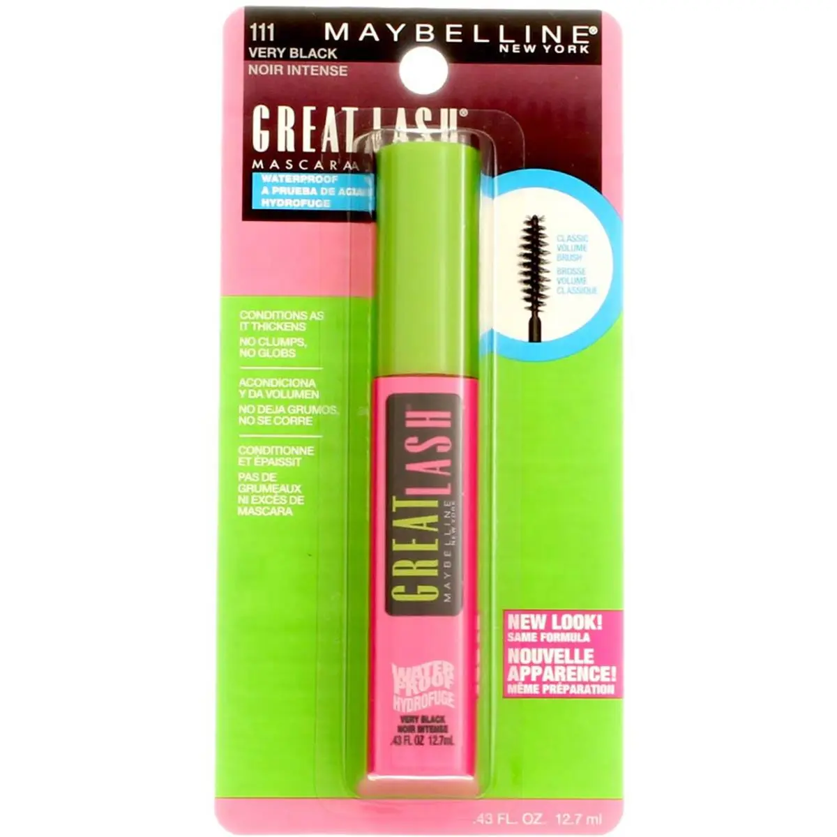 6 Pack Maybelline Great Lash Waterproof Mascara Very Black 111 0.43 fl oz