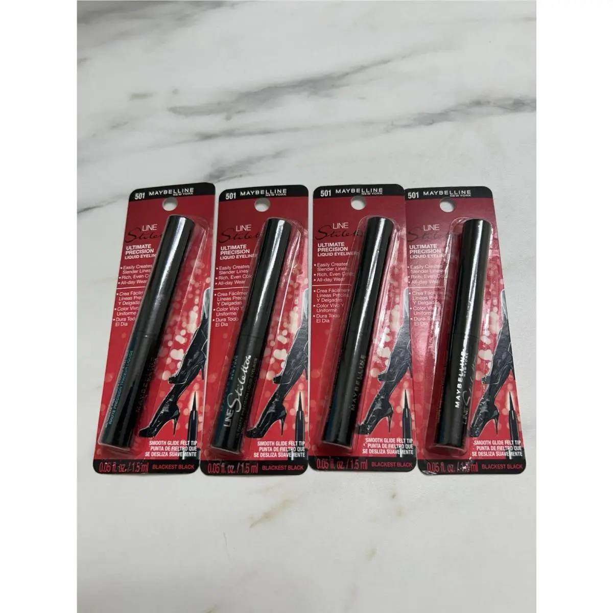 4 Maybelline Line Stiletto 501 Blackest Black Precision Liquid Eyeliner
