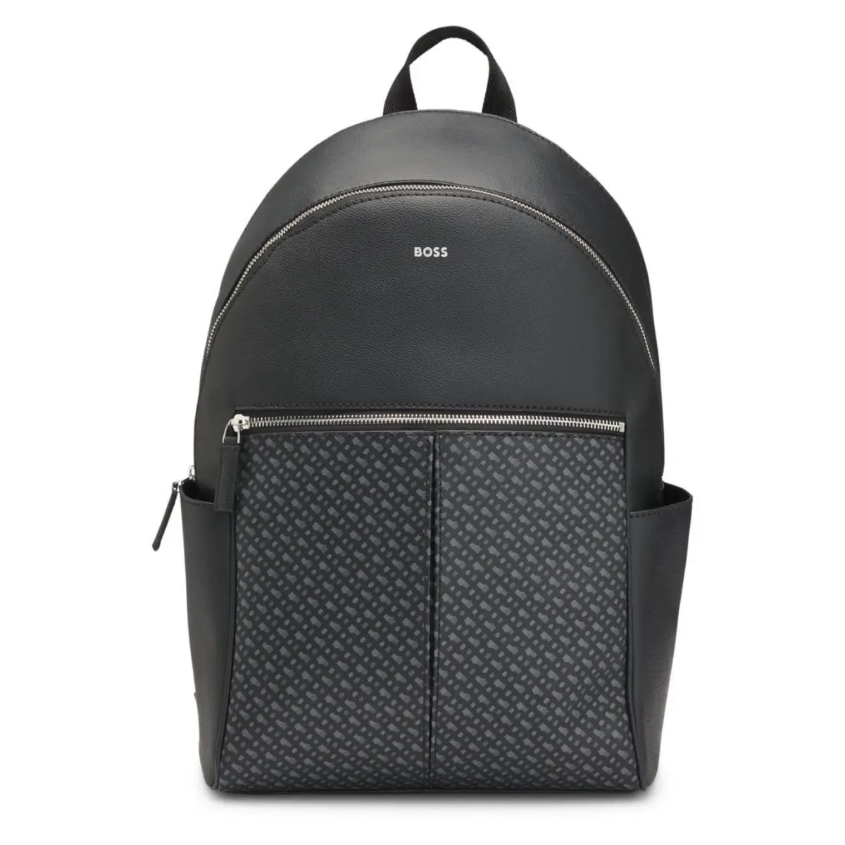 Mens Backpack Black Regenerated Leather Monogram Logo Pocket Zair by Hugo Boss