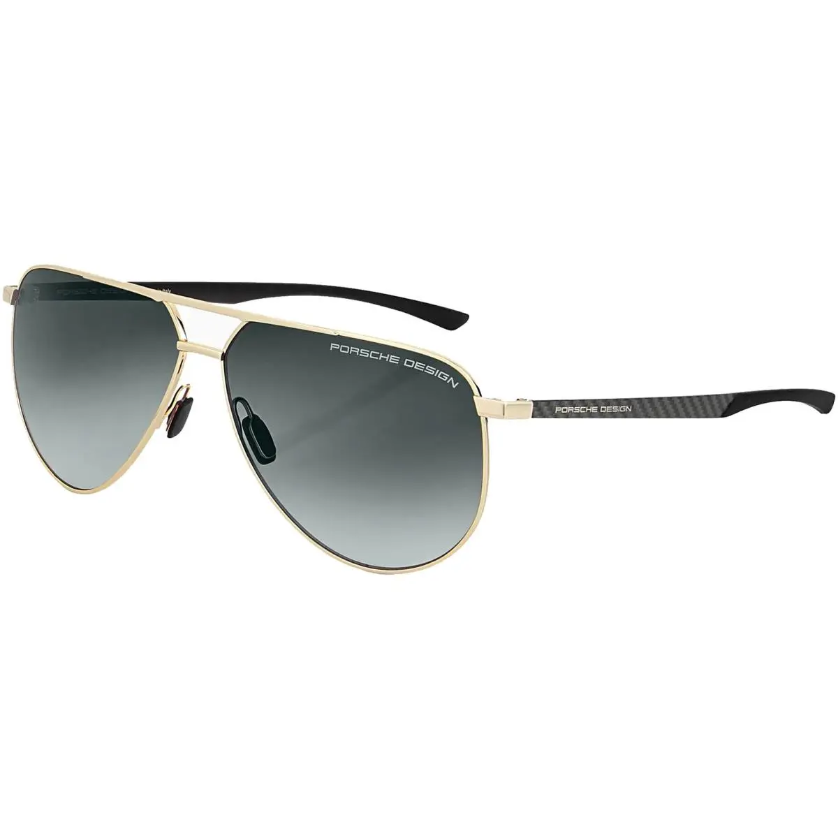 Design Men`s Blk Aviator Sunglasses w Carbon Fiber Temp. P8962 64D Italy by Porsche
