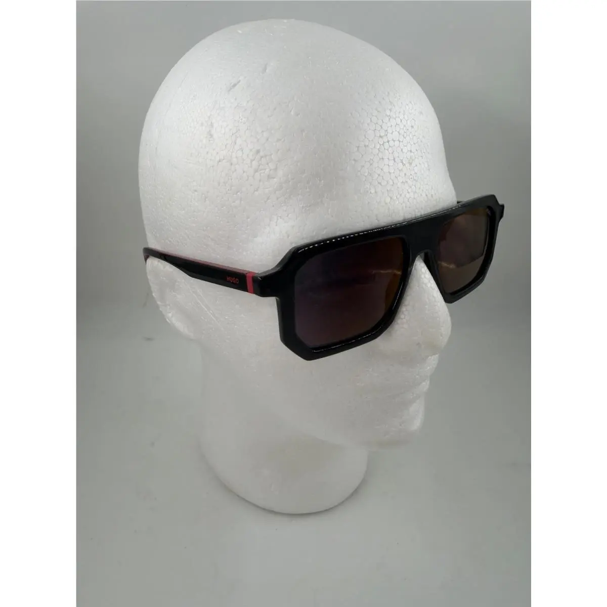 Men’s HG 1312/S Black Red Rectangular Sunglasses 53 17 145 by Hugo Boss