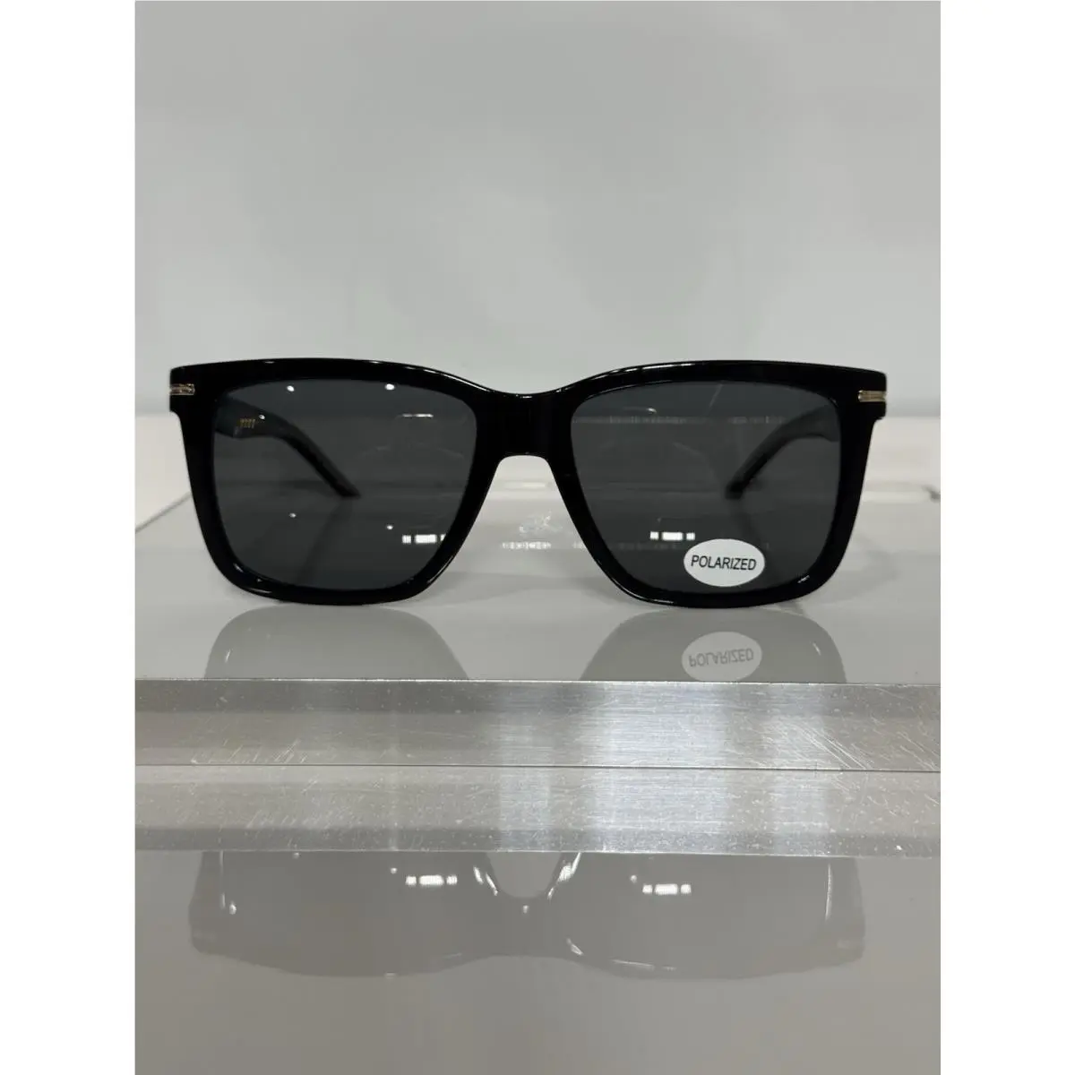 1598/S Black Gold Acetate w. Custom Polarized Gray Sunglasses by Hugo Boss