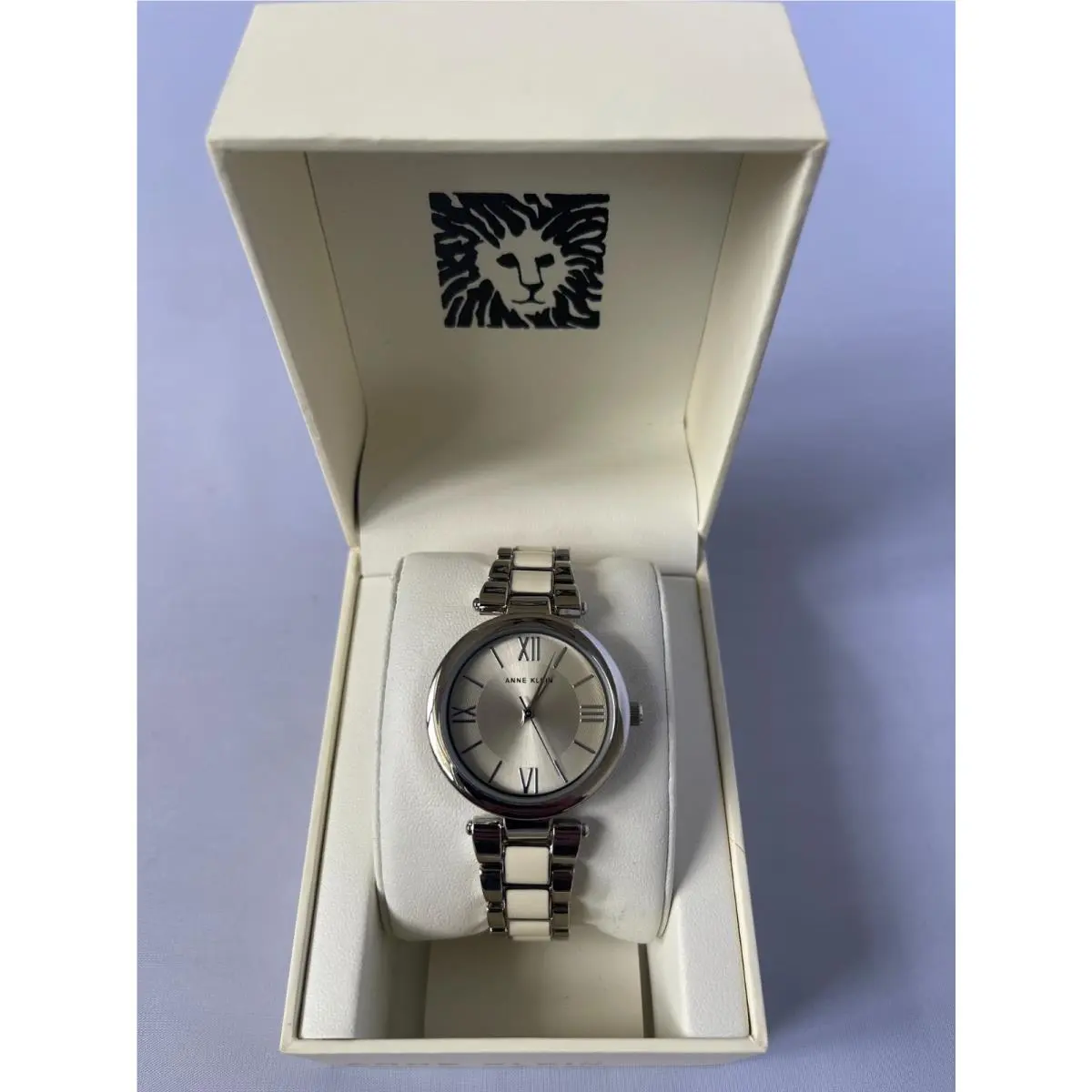 AK/3341  Japan Movement Women`s Quartz Watch Enamel Links You Choose SILVER/CREAM by Anne Klein