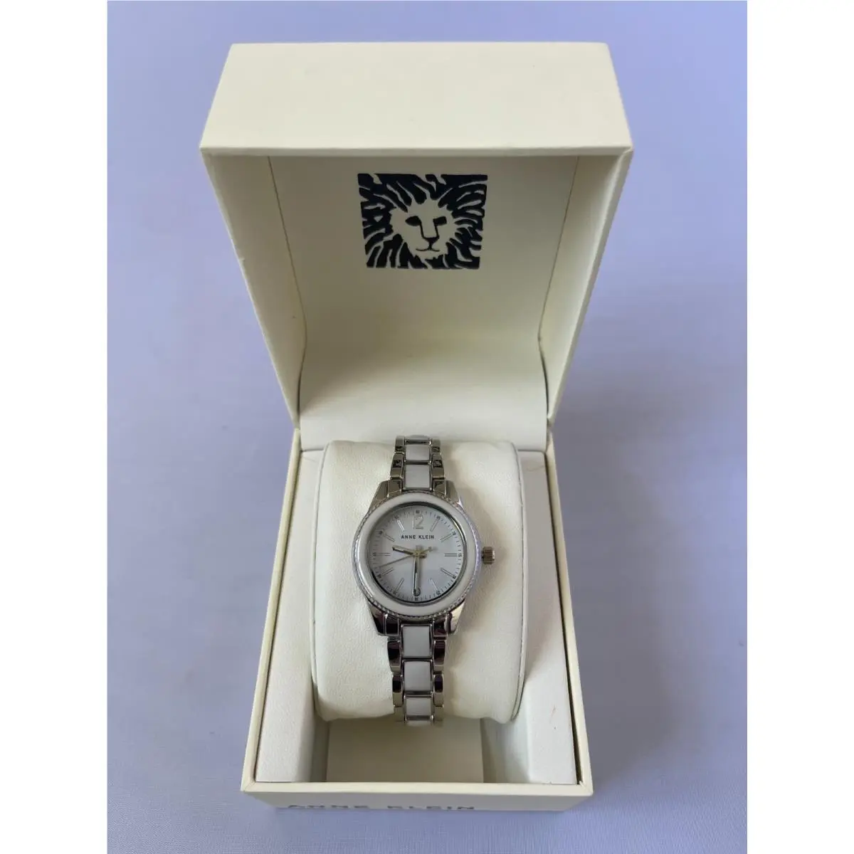 AK/3314  Japan Movement Women`s Quartz Watch Enamel Links You Choose SILVER/WHITE by Anne Klein