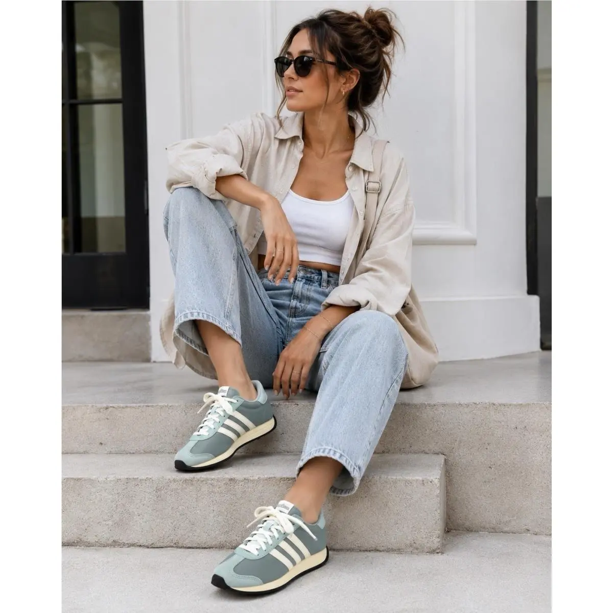 Runvista HQ2334 Women`s 8 Light Blue/white Low Top Sneakers Retro by Adidas