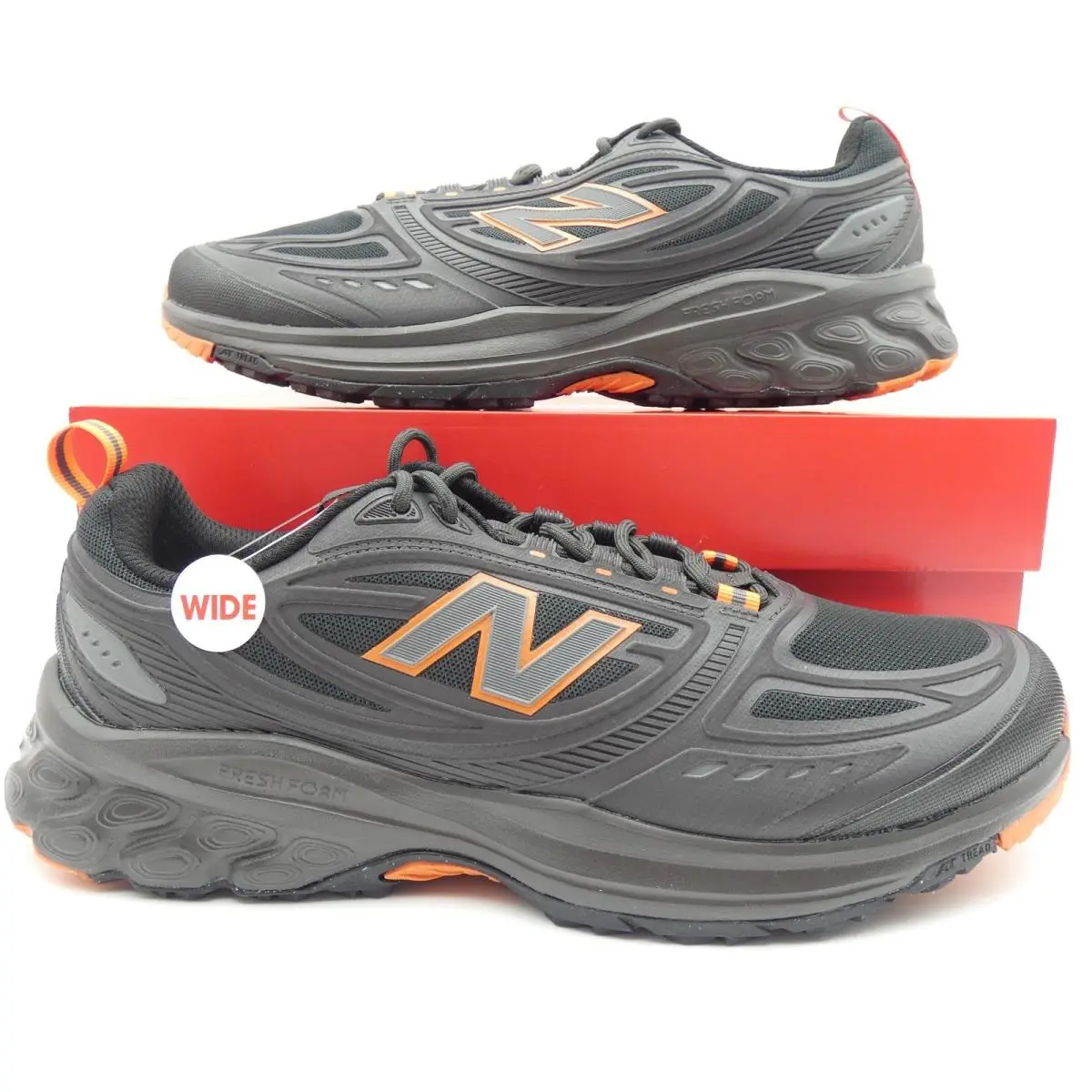 New Balance Fresh Foam 410v9 Mens Trail Running Shoes Black Orange M4105R1 12 4E
