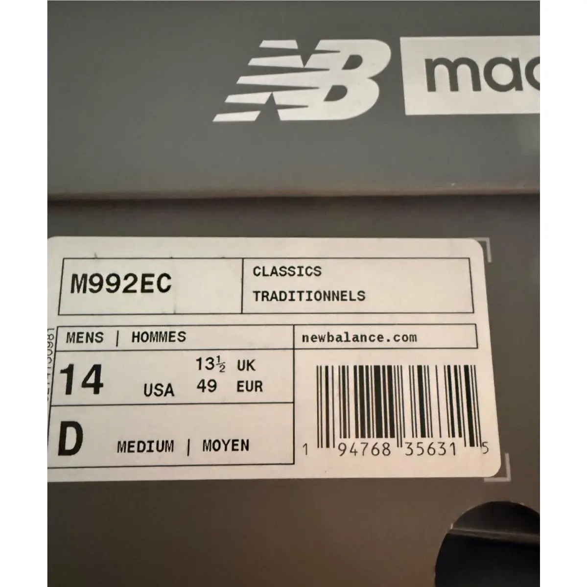 New Balance shoes - New Balance 992 - M992EC - White (UPC: 194768356315) 10