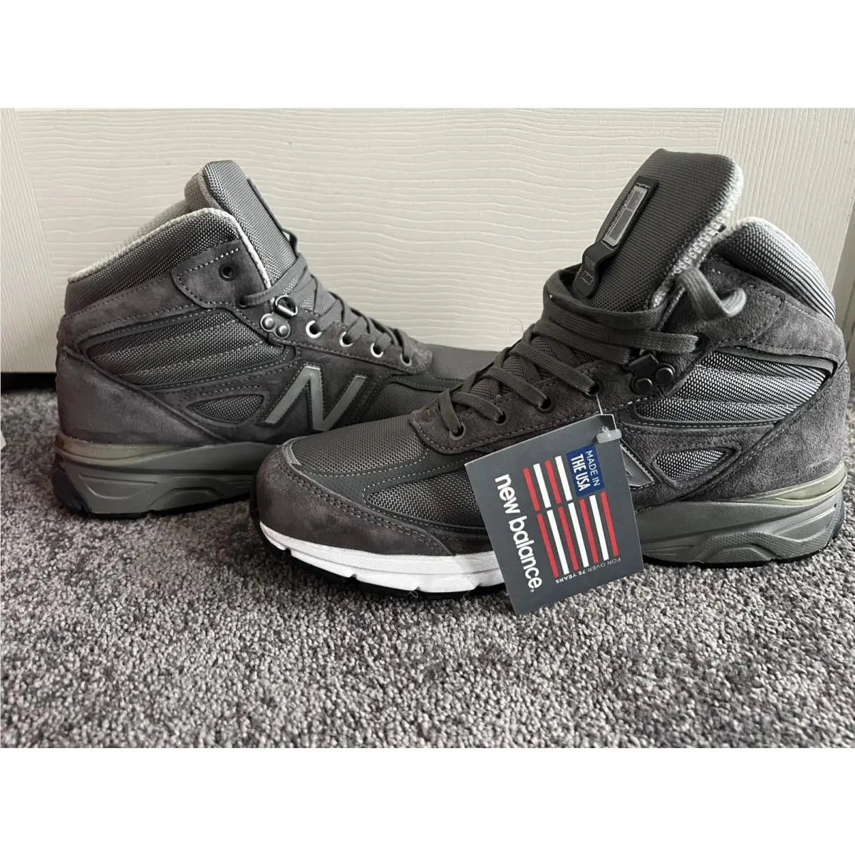 New Balance 990 Mid Sneaker Boot Hightop Rare Gray Suede Size 11.5