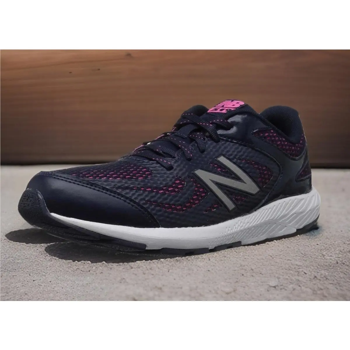 New Balance Running Shoes Navy Pink Girls 6 Wide Fit New