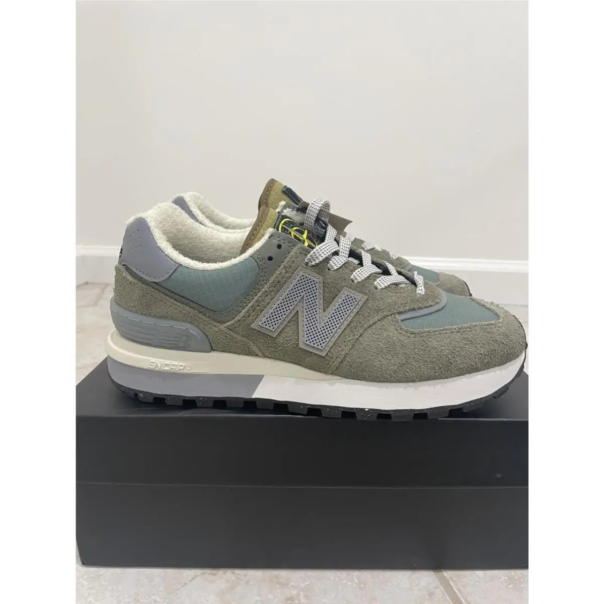 Stone Island X New Balance 574 Legacy Dark Green Khaki Brown Grey Men`s Size 7