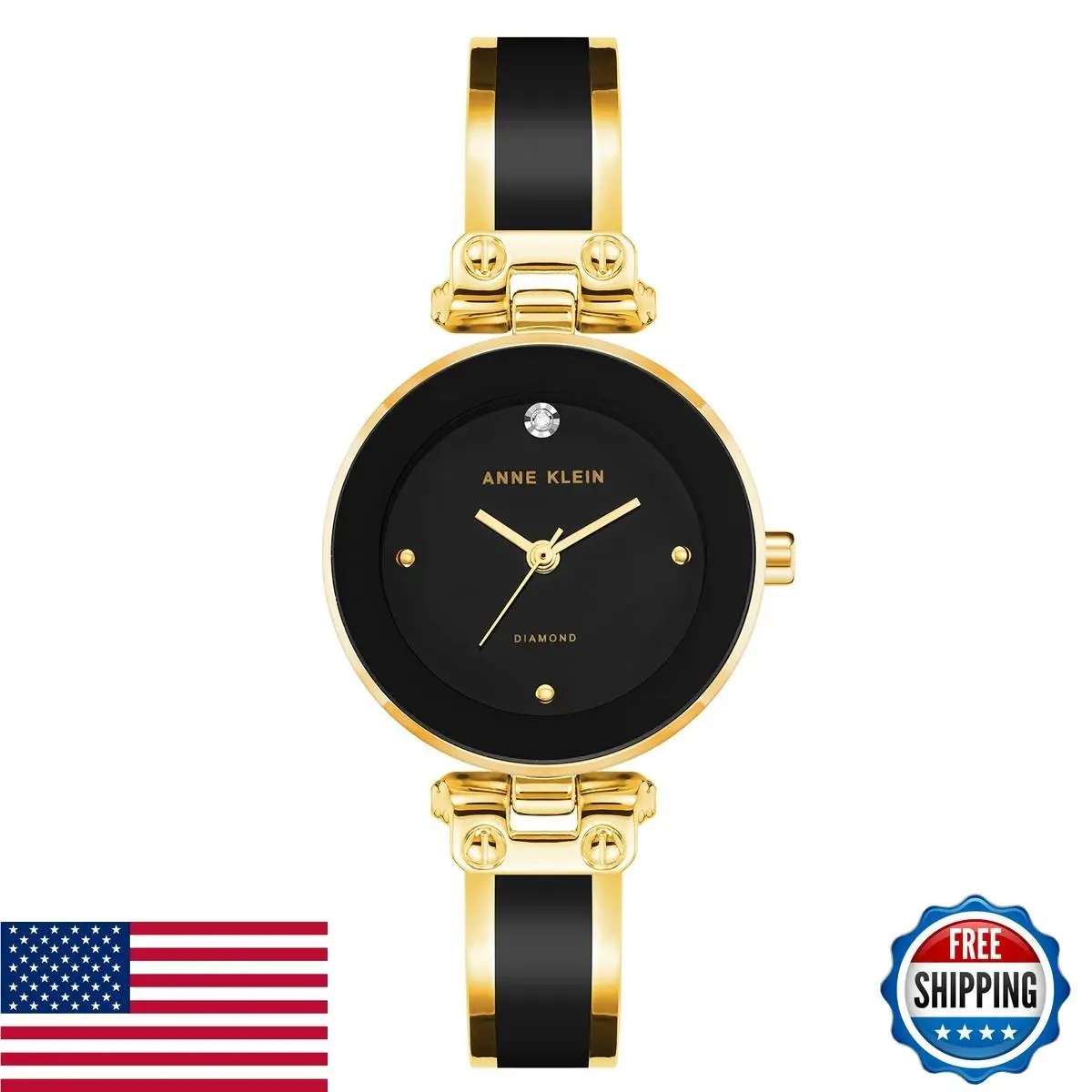 AK-1980BKGB Black/gold Tone One Size by Anne Klein