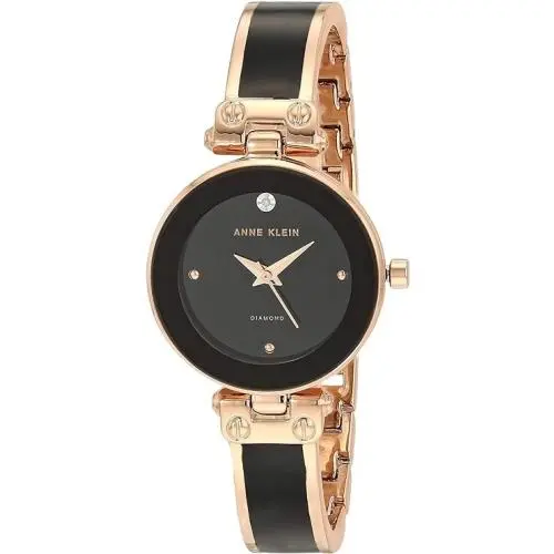 Women`s Diamond Dial Bangle Watch AK/1980BKRG by Anne Klein