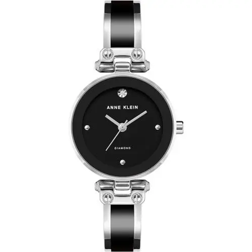 Women`s Diamond Dial Bangle Watch AK/1981BKSV by Anne Klein