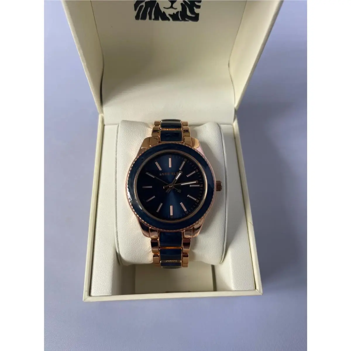 Women`s Quartz Analog Display Stainless Steel Band AK-3300NVRG Watch by Anne Klein
