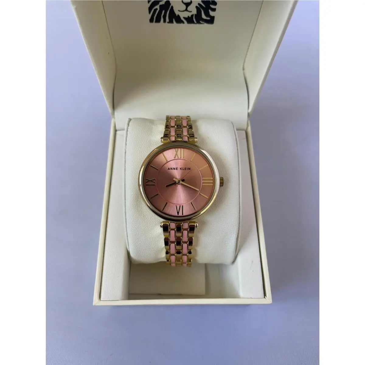 Rose Gold Enamel Trend Wrist Watch AK/3276PKGB Link Adjustable 95 by Anne Klein