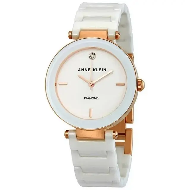 Women`s AK/1018RGWT Diamond-accented White Ceramic Bracelet Watch NB by Anne Klein